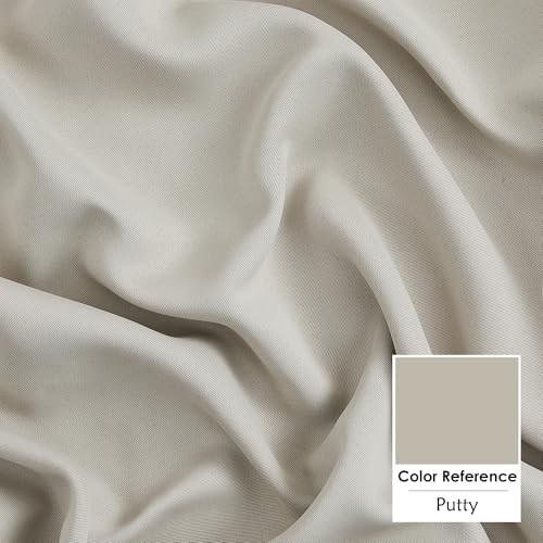 Rosehill Designs Beige Thermal Blackout Curtain 90" x 90" Drop Triple Weave Energy Saving Drape Extra Wide Noise Reducing Blackout Window Treatment 2 Panels for Rustic Living Room, Putty - Image 3