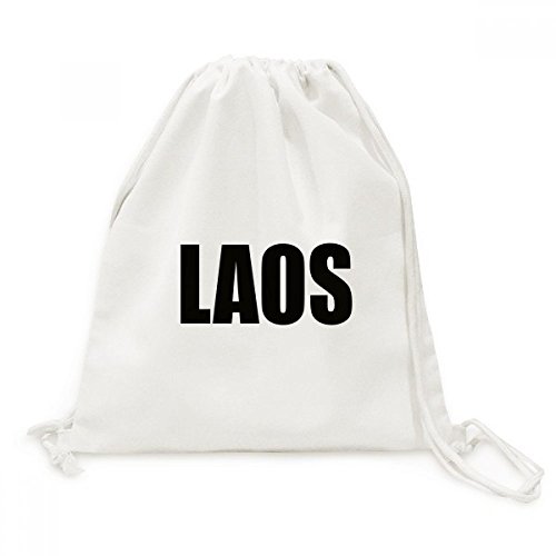 Sac à dos à cordon Laos Pays Nom en toile noire de voyage