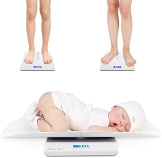 MomMed Baby Scale Digital: Accurate Toddler Infant Pet Scale with Hold Function, Height Tracking & Blue Backlight