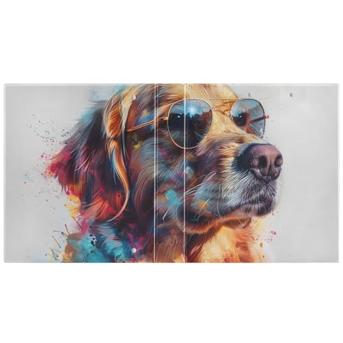 Image of Golden Retriever Dog 3 Ring Binder with 2 Interior Pockets 1.5 inch Binders 3 Ring Heavy Duty Fit 8.5 inch x 11 inch Letter Size for Office School, 2 Pack