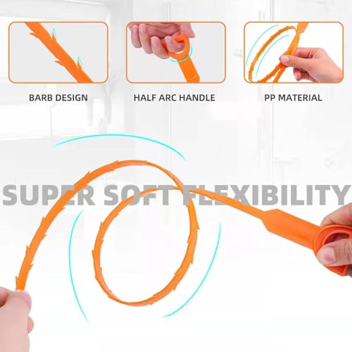 liboyixi Drain Clog Remover Tool, 6 Pack with 5 Plastic and 1 Stainless Steel Drain Snakes, Hair Unclogger for Toilet, Kitchen Sink, Bathroom Tub, Shower, Sewer (6) — view 4