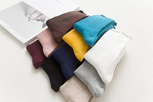 Women Ankle Socks, Super Soft Lolita Ruffle Turn-Cuff Striped Double Needle Combed Cotton Socks 3 Pairs3