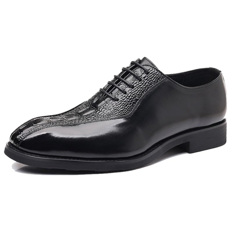 Men’s Genuine Leather Wingtip Oxford Dress Shoes, Classic Breathable Platform Slip-On Comfortable Office Business Shoes for Men Durable Leather