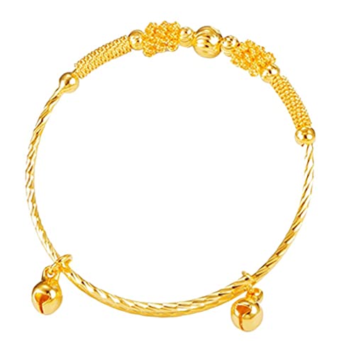 loyoe jewelry 24k Yellow Gold Plated Baby's Bracelet Adjustable Children's Bangle(2pcs/lot)4