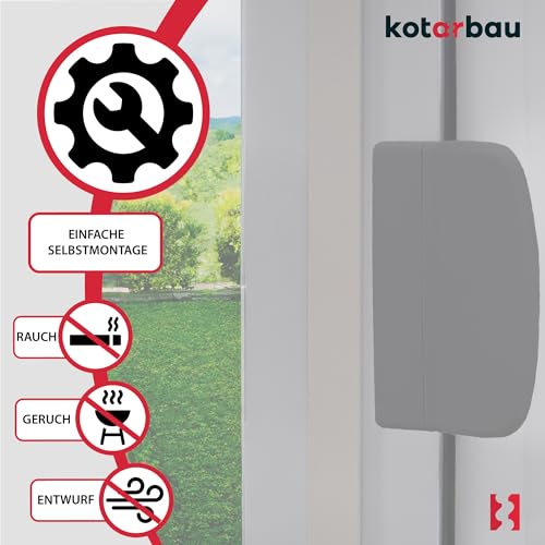 KOTARBAU Praktisch aus Kunststoff Sicher Raucher Terrassen Türoptik Griff Schließen Griffmuschel (Schwarz) Balkontürgriff