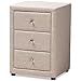 Bowery Hill 3 Drawer Fabric Upholstered Nightstand in Beige