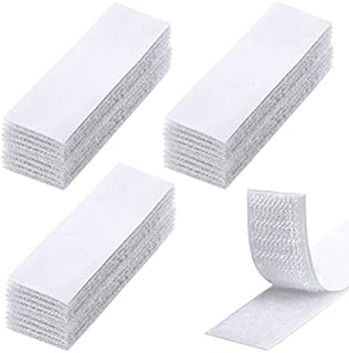 20Pcs Double-Side Hook Loop Tape Strips, Heavy Duty Hook and Loop Tape Strips with Adhesive Sticky Back Fastener for Walls,Floor, Plastics, Glasses, Metals (10x3cm, White)