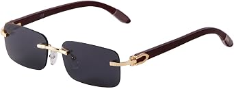 VIA LEECA Rectangle Retro Rimless Sunglasses for Men Women