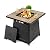 Nuu Garden 28 Inch Outdoor Propane Fire Pit Table, 50,000 BTU Square Gas Fire Table with Ceramic Tabletop, Lid, Cover, Lava Rock for Garden Backyard Party, Black