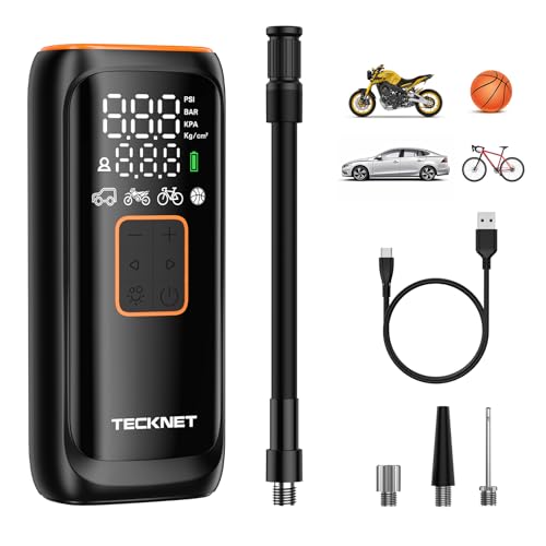 TECKNET 150PSI Draadloze Auto Bandenpomp 6000mAh, Luchtcompressor met LCD Scherm, LED Zaklamp en 5...