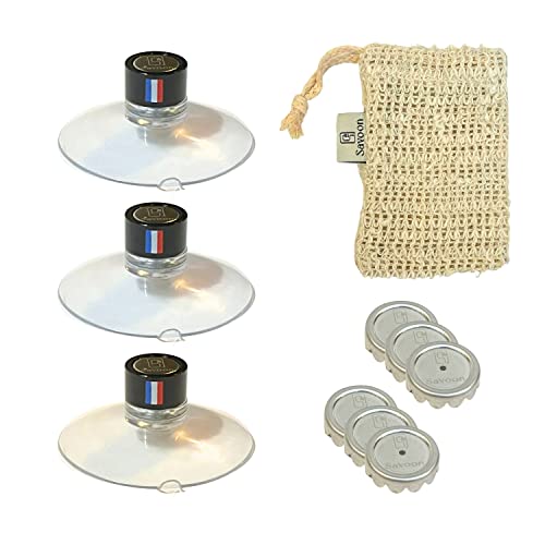 Lot de 3 Porte Savon Aimanté | Couleur Noir | avec Drapeau France | à Ventouse | sans Perçage | en Acier Inoxydable | se Fixent sur Toutes Les Surfaces | Idéal pour Salle de Bain, Cuisine