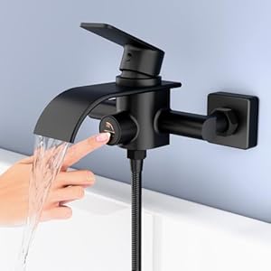 OTOmitra Badewannenarmatur Wasserfall Schwarz