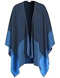 Gerry Weber Damen Modisches Cape aus Feinstrick Cape/Poncho Strick Cape gemustert Dark Sky/Bright Blue 99