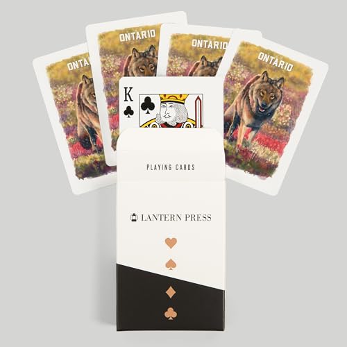 Lantern Press Ontario, Estudio Acuarela, Lobo Gris, 52 Cartas Poker miniatura 6