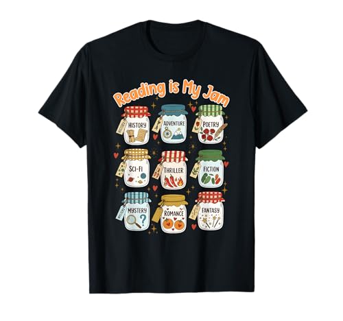 Reading is My Jam, Cute Jam Jars Book Genres, Funny Reading T-Shirt