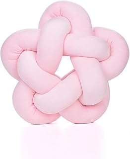 Soft Knot Pillow, Plush Star Shaped Knotted Lumbar Cushions Bed Stuffed Pillow Home Decor, Knotted Throw Pillow for Kids Room Couch Living Room Car, Light Pink