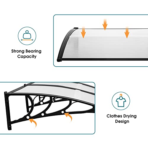 Mcombo 39 X 78 Inch Window Awning Outdoor Polycarbonate Front Door Patio Cover Garden Canopy 6055-4080 (40"×80") (Black) #TOP1