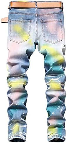 Baylvn Men's Designer Straight Slim Fit Patchwork Jeans Comfort Skinny Biker Denim Pants