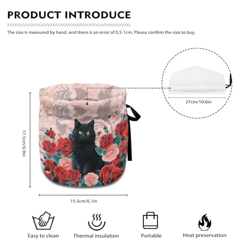 Image of Cat Rose Print Tea Cozy Insulation Kitchen Accessory Tea Cozies Covers Kitchen Home Decorative Teapot Cozy for Keeping Warm Kettle Dust Cover, Pink