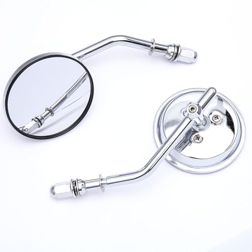 Image of Motorcycle Mirror,10mm Motorbike Rear View Mirror Irregular Shape Compatible with Harley Street Glide Electra Glide Road King Softail Touring Sportster and More (Chrome Round Shape)