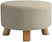 QLJBFU Aufbewahrungs-Fußhocker Runder Fußhocker Luxuriöser großer gepolsterter Ottoman-Puffhocker Einfarbiger Schuhhocker Ankleidehocker Holzbeine 3 Farben (Farbe : GRÜN) Gepolsterter Hocker
