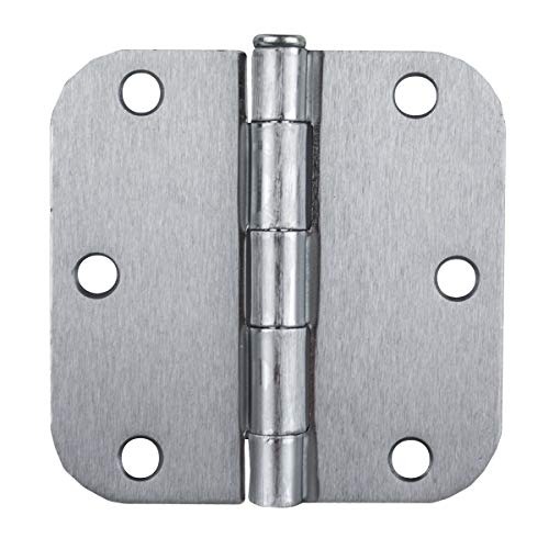 Global Door Controls 3.5 in. x 3.5 in. Brushed Chrome Plain Bearing Steel Hinge with 5/8 in. Radius - Set of 2 - CP3535-5/826D-M