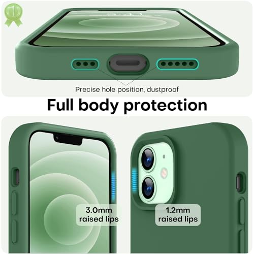 Image of LOVE 3000 Designed for iPhone 12 Case /iPhone 12 Pro Case, Premium Silicone with [Soft Anti-Scratch Microfiber Lining] Shockproof Protective Phone Case for Men Women Girls 6.1 inch, Green