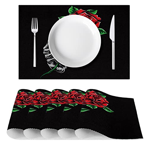 Set de table main de squelette et rose idéal pour vos repas d'Halloween chic - 3