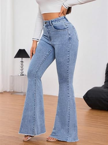 Image of KOTTY Women's High Waist Flared Fit Stretchable Denim Jeans for Casual