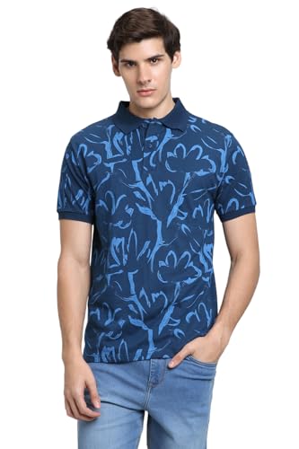 Image of Dennis Lingo Men's Cotton Printed Slim Fit Button-Down Short Sleeve Polo Tshirt