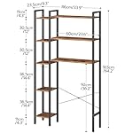 HOOBRO Over The Toilet Storage, 8-Tier Bathroom Organizer Over Toilet Shelf, Storage Rack Above Toilet Stand, Freestanding Space Saver, Toilet Paper Holder, Rustic Brown and Black BF86TS01 - Image 3