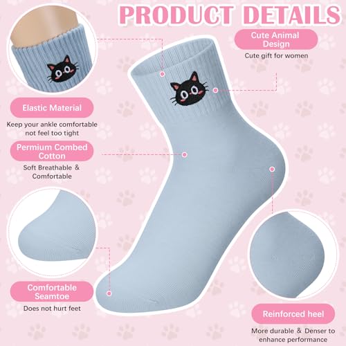 Image of Eurzom 10 Pairs Socks Womens Crew Elastic Ankle Length Cotton Socks Aesthetic Cute Lightweight Low Cut Gifts for Women