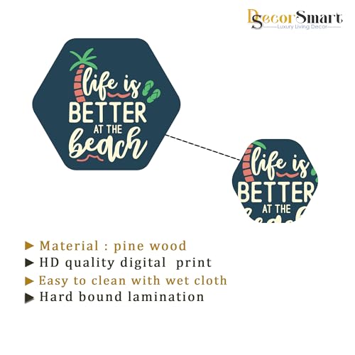 Image of Decor Smart Ocean Wooden Wall Art | Living Room Decoration | Beach Sea Accent | Home Decor Decorative Artwork | Tropical Marine Life Wall Hanging | Coastal Nautical Sticker Panel (WPS 213)