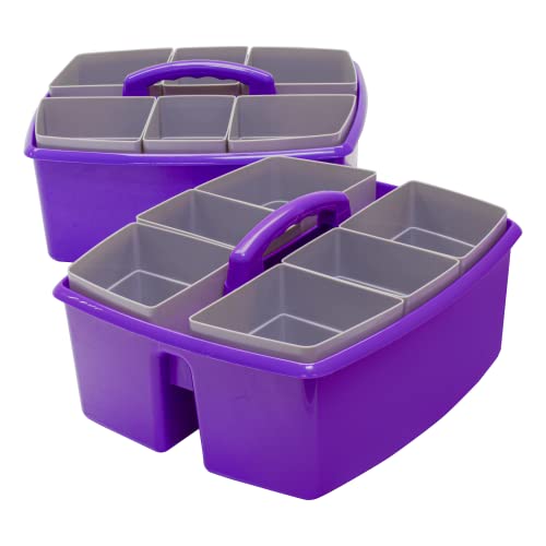 Image of Storex Large Classroom Craft Caddy with Cups, 13 x 11 x 6.575 Inches, Purple, Case of 2 (00986A02C)