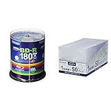 2040円お得！Verbatim バーベイタム 1回録画用 ブルーレイディスク BD-R 25GB 100枚 ホワイトプリンタブル 片面1層 1-6倍速 VBR130RP100SV4 & BD/DVD/CDケース 50枚 スリムケース(5mm厚) 透明 CPSSC50