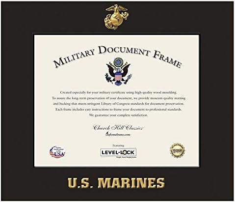 United States Marine Corps 11" w x 8.5" h Certificate Frame - Fits - Spectrum Wall Certificate Frame Black - Black Moulding - Officially Licensed