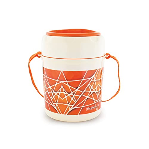 Image of TRUEWARE Trendy 3 Lunch Box with 3 Stainless Steel Container,300ml X3 Orange | PU Insulated | Lunch Box | Tiffin | Hot lunch box | Leak Proof | Easy to Carry | Hot & Cold Food Grade | BPA Free | Stainless Steel Dabbi | Office | Outdoors | For Men, Women, and Kids