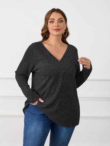 Image of BELAROI Womens Plus Size Sweaters V Neck Fall Tunic Top Pullover Shirts