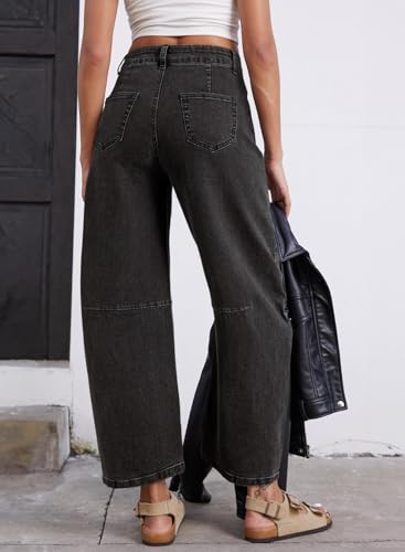 Astylish Womens Baggy Boyfriend Jeans Wide Leg High Waisted Barrel Vintage Trendy Denim Ankle Pants2