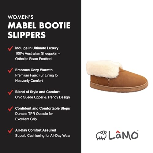 Lamo Women's Mabel Bootie Slippers For Women - Premium Suede Upper, Luxurious Faux Fur Lining, Ortholite Foam Footbed with Australian Sheepskin, NEW Upgraded Women's Bootie3