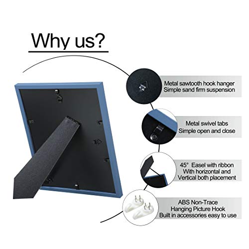 Elsker&Home 5X7 Picture Frame - Navy Blue Sturdy Wood Composite Photo Frame - Semi-Tempered Glass - Includes Hanging Hardware And Desktop Easel - For Landscape/Portrait Frame (6 Pack) #TOP6