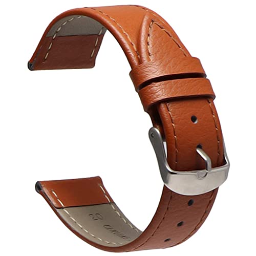 Chtom Correa de piel, correa de cuero de 14 mm, 16 mm, 18 mm, 20 mm, 22 mm, correa de piel para hombre y mujer (color: marrón claro, tamaño: 18 mm)
