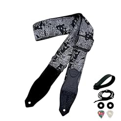 rockyou Double-Layer Padded Guitar Strap with 4 Pick Holders, beauty Leather Ends & Metal Buckles - Les Beatles, Paul McCartney, John Lennon, RIngo Starr, George Harrison