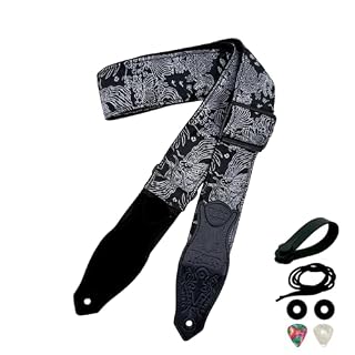 rockyou Double-Layer Padded Guitar Strap with 4 Pick Holders, beauty Leather Ends & Metal Buckles - Les Beatles, Paul McCartney, John Lennon, RIngo Starr, George Harrison