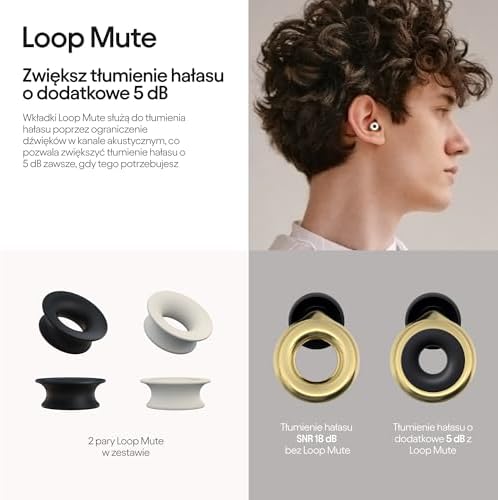 Zatyczki do uszu Loop Experience Plus Wysokiej wierności ochronniki słuchu dla muzyków, DJ-ów, festiwali, koncertów oraz imprez Zatyczki tłumiące hałas SNR 18 dB + Dodatkowe Akcesoria - Złote