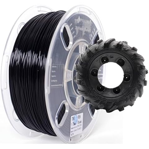 PRILINE TPU Filament,PRILINE High Flow/High Speed Printing 95A TPU Flexible Soft 3D Printer Filament 1KG 1.75mm Spool,Support Fast Printing, Translucent Black Cover