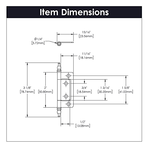Hickory Hardware P8294-Sn Surface Face Mounted Hinge, Satin Nickel, 2-Pack #TOP4