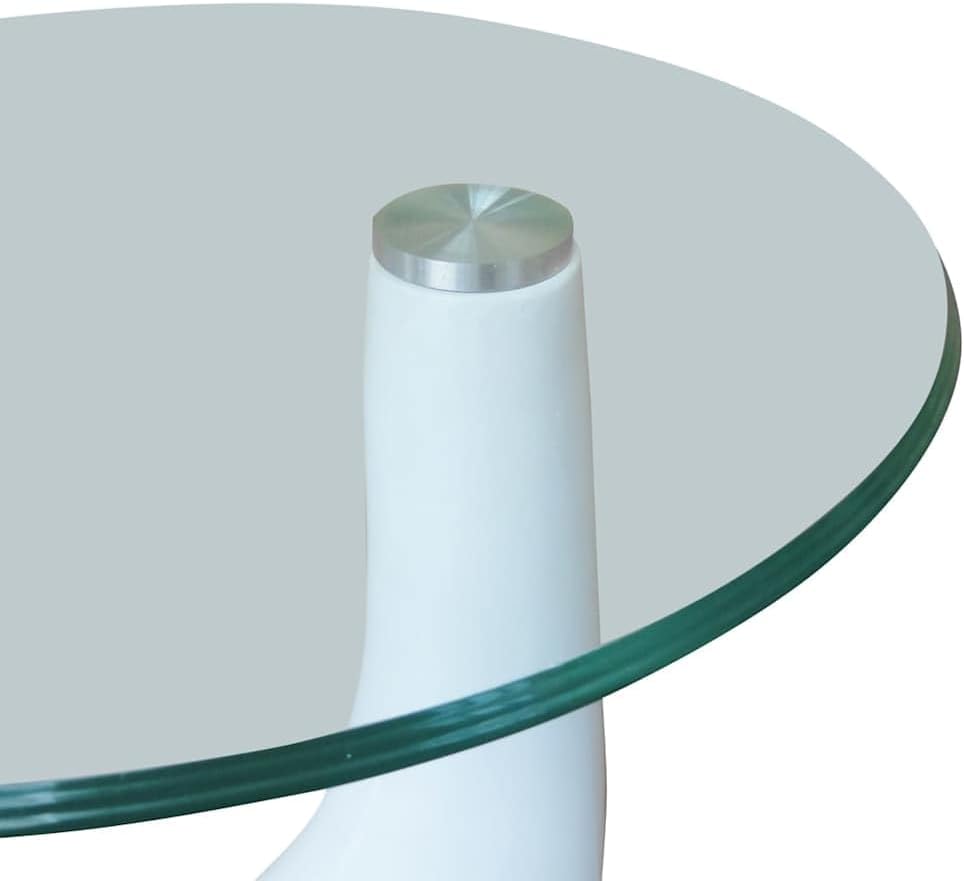 vidaXL Coffee Table Set of 2 High Gloss White Fiberglass, Tempered Glass