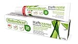 FITTYDENT Adesivo per protesi dentale vegano e naturale, senza glutine, lattosio e zinco, trasparente, crema, resina di pino, extra forte e lunga tenuta