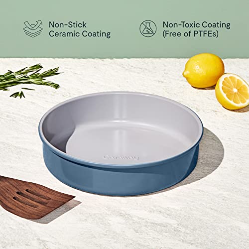 Caraway Non-Stick Ceramic 9” Circle Pan - Naturally Slick Ceramic Coating - Non-Toxic, Ptfe & Pfoa Free - Perfect For Birthday Cakes, Tartes, & More - Slate #TOP4